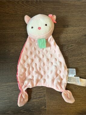 Carters Child of Mine Pink Owl Security Blanket Pacifier Satin Lovey Rattle